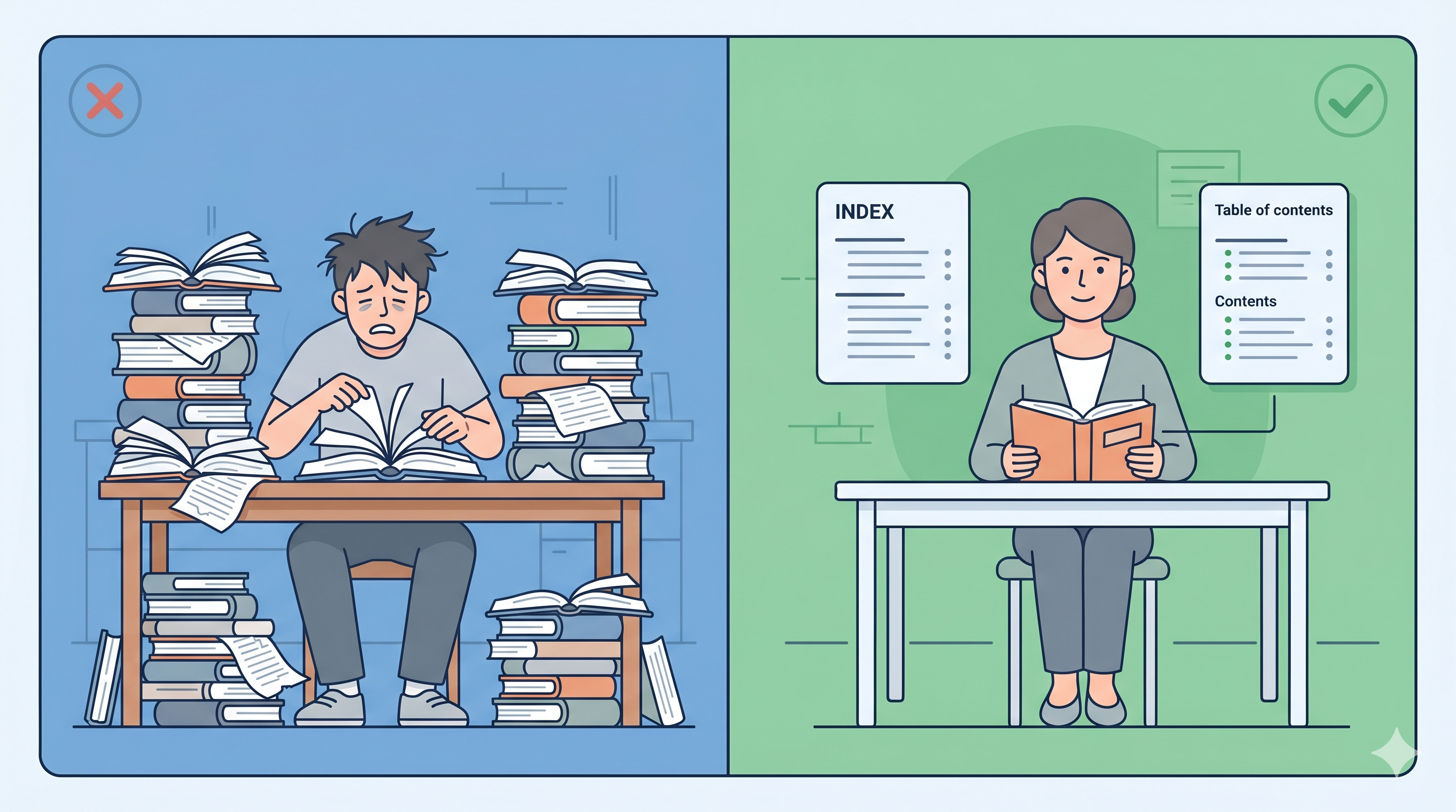 텍스트 검색 vs 구조적 검색 — 모든 페이지를 넘기는 것 vs 목차를 보는 것